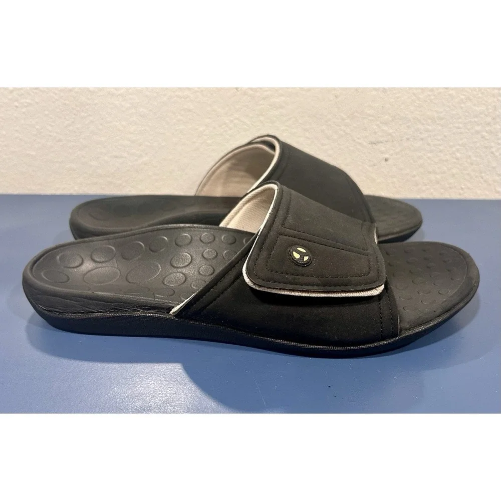 Vionic Men's Kiwi Slides Black 10 Comfort Sandal Arch Support Plantar Fasciitis